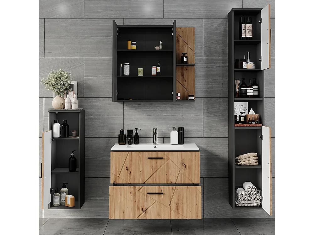 Badeværelsesmøbelsæt antracit/artisan 80x44.6x57 irma