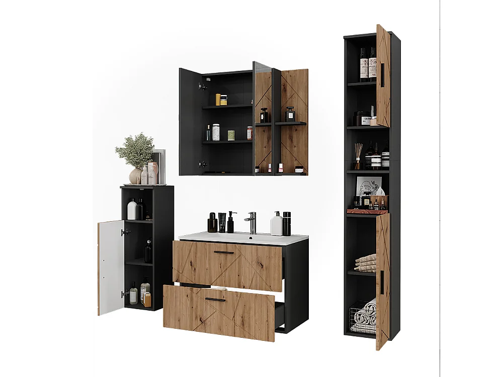 Badeværelsesmøbelsæt antracit/artisan 80x44.6x57 irma