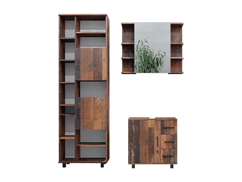 Set di mobili da bagno rovere rustico 60x33x60.8 ilias