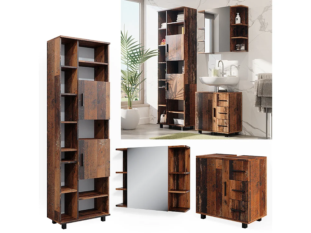 Meubles bain chêne rustique 60x33x60.8 ilias