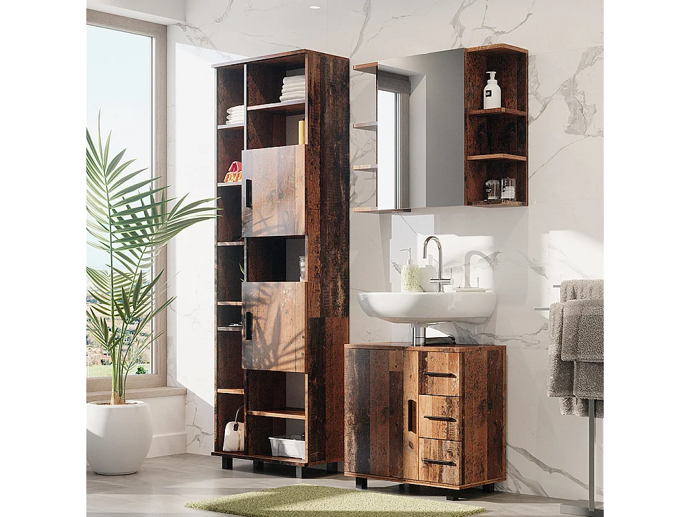 Meubles bain chêne rustique 60x33x60.8 ilias