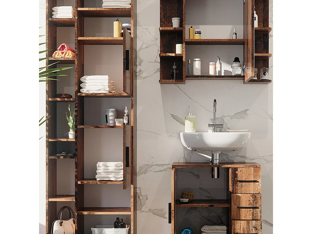 Meubles bain chêne rustique 60x33x60.8 ilias