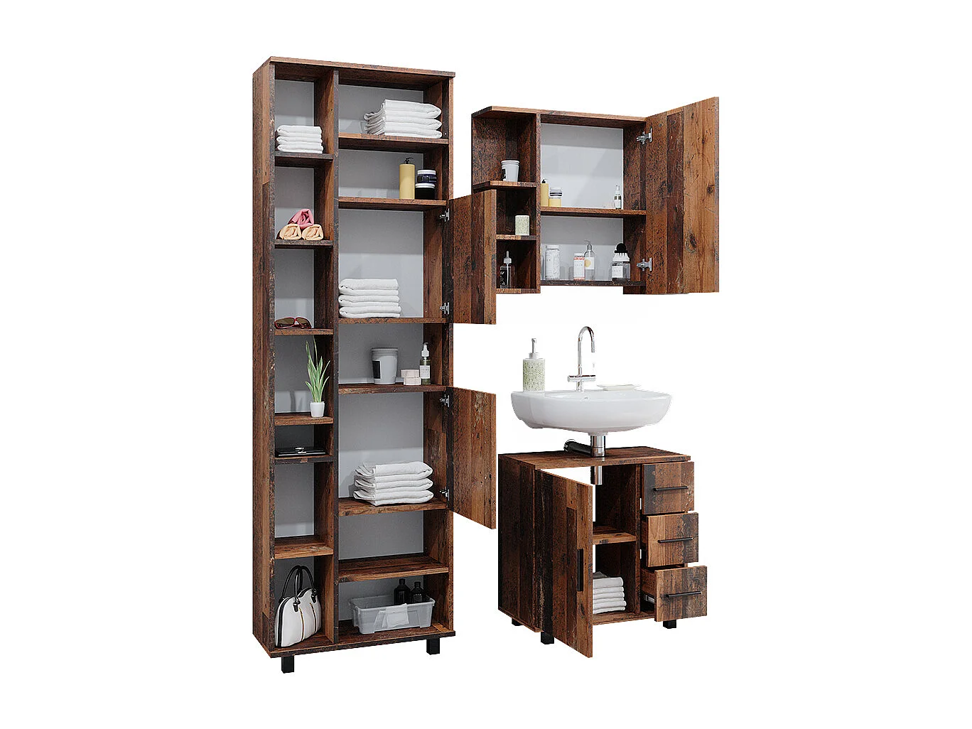 Meubles bain chêne rustique 60x33x60.8 ilias