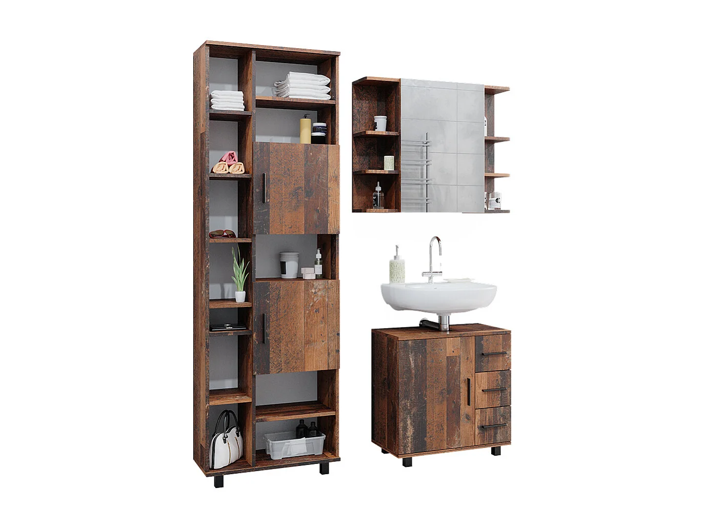 Meubles bain chêne rustique 60x33x60.8 ilias