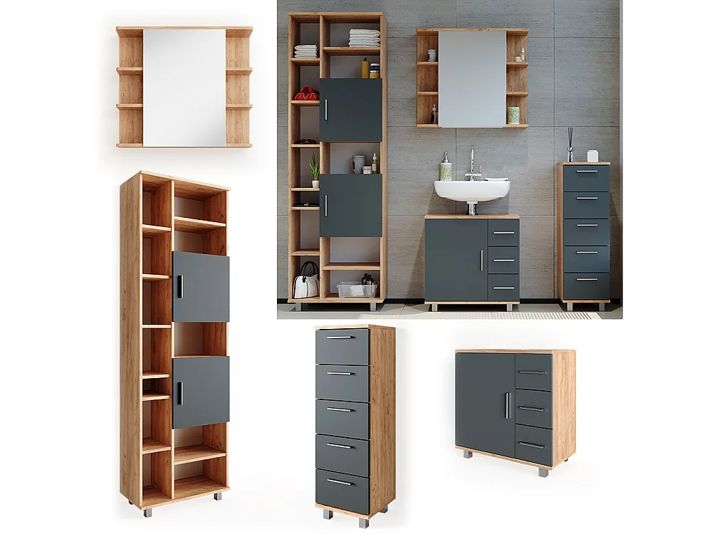 Set mobili bagno rovere 60x33x60 ilias