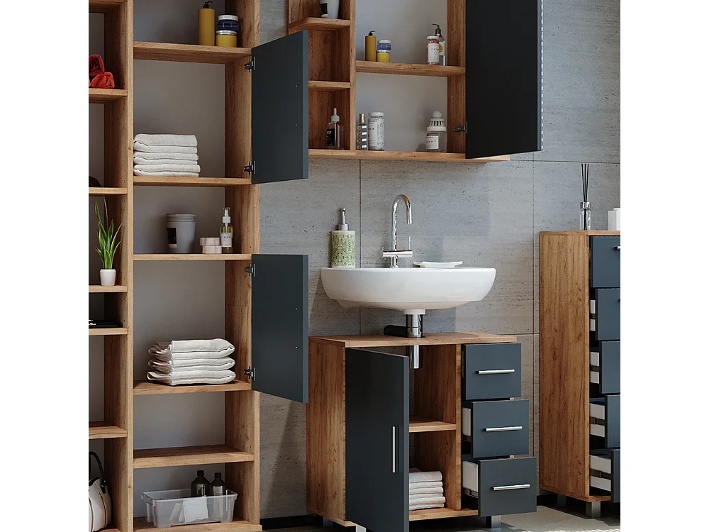 Set mobili bagno rovere 60x33x60 ilias