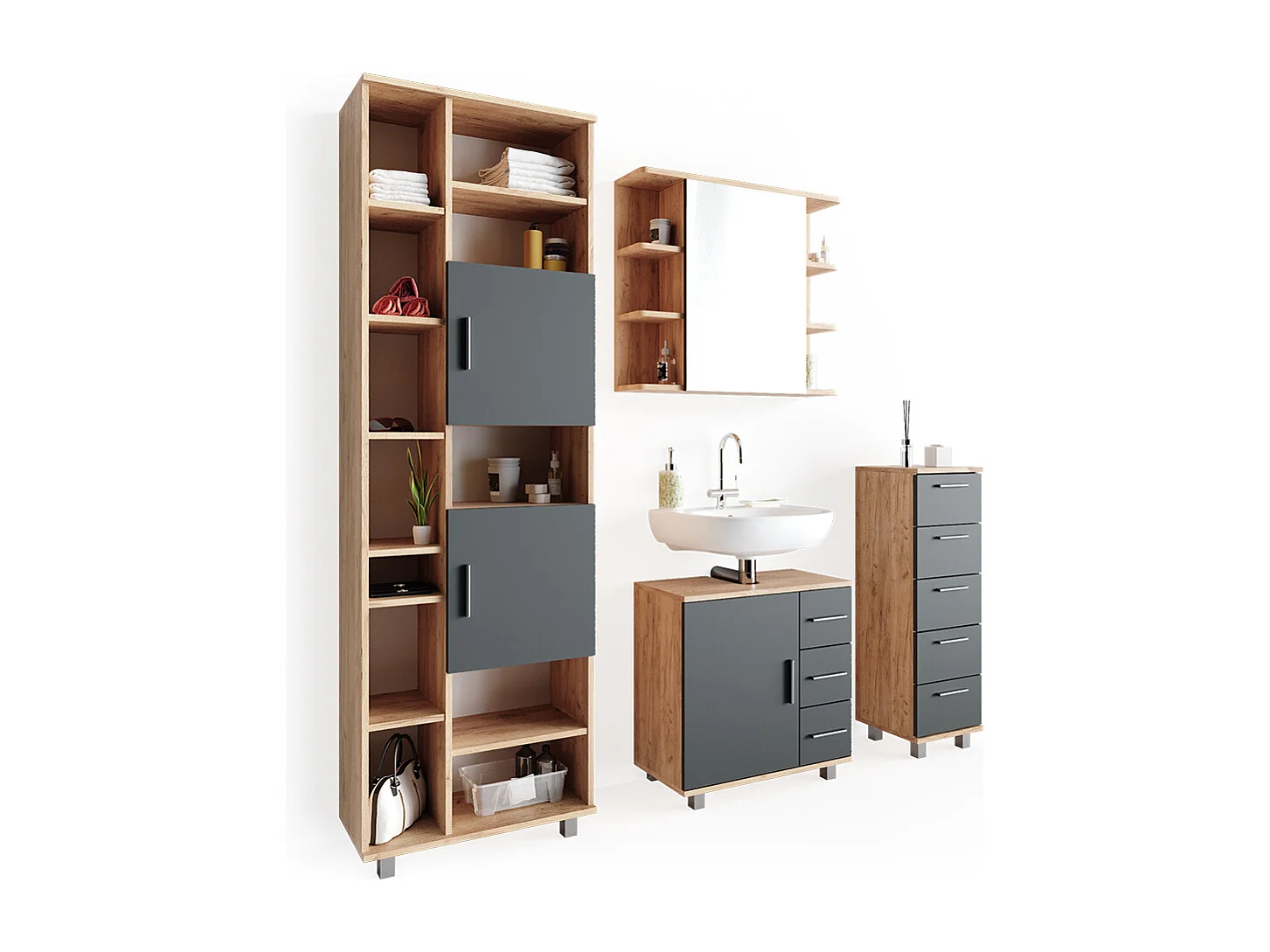 Set mobili bagno rovere 60x33x60 ilias