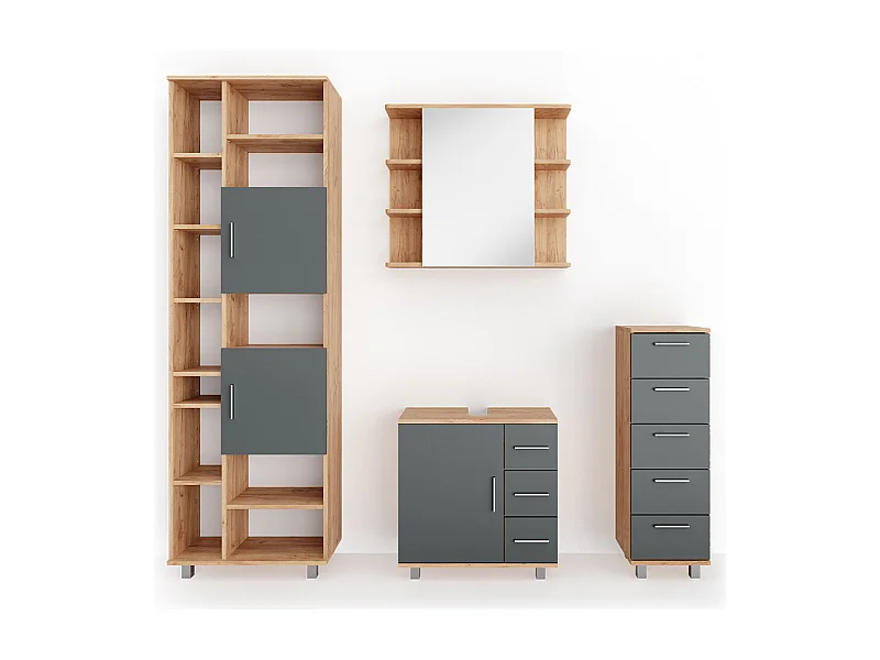 Badmöbel-Set eiche 60x33x60 ilias