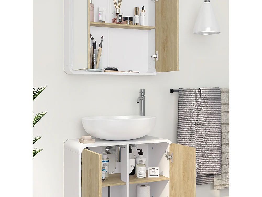 Meubles bain blanc/chêne 60x30x61 arla