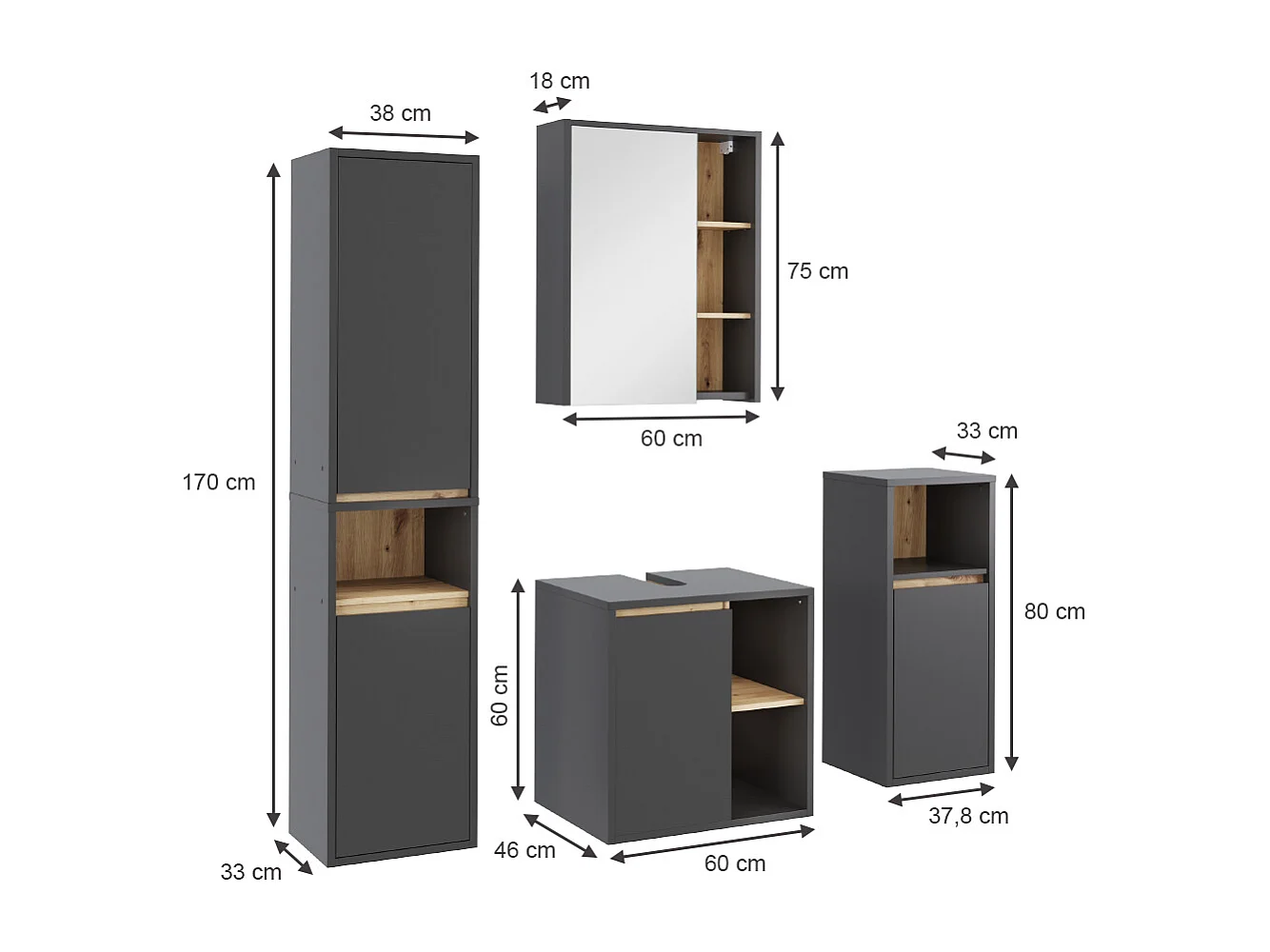 Set di mobili da bagno grigio/artisan 60x45.5x60 viola