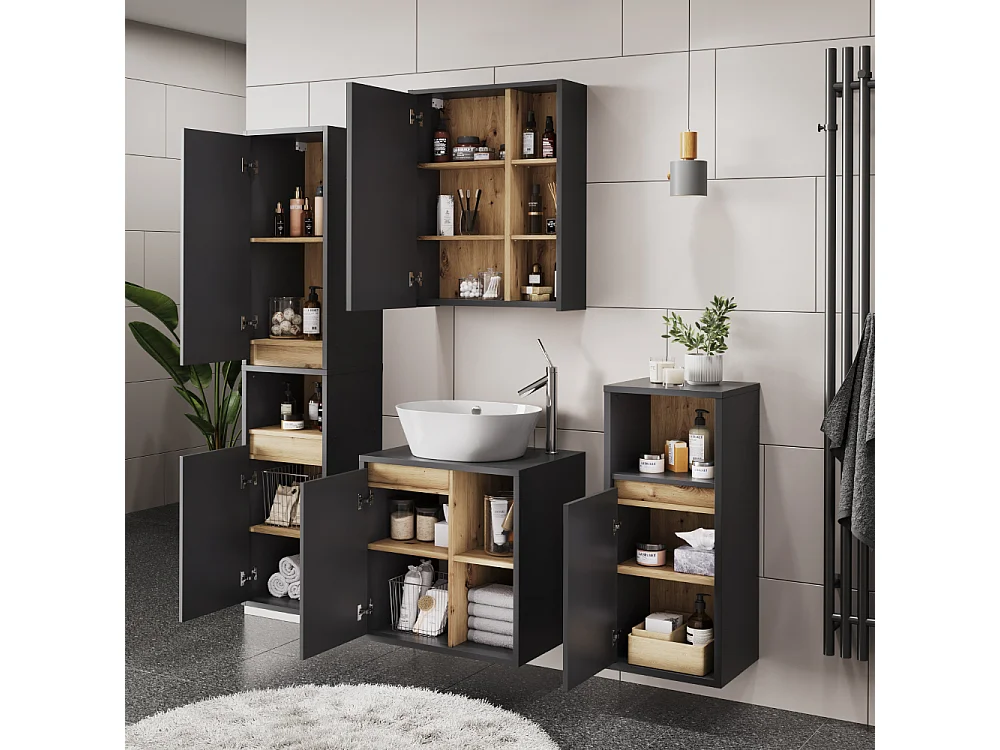 Set di mobili da bagno grigio/artisan 60x45.5x60 viola