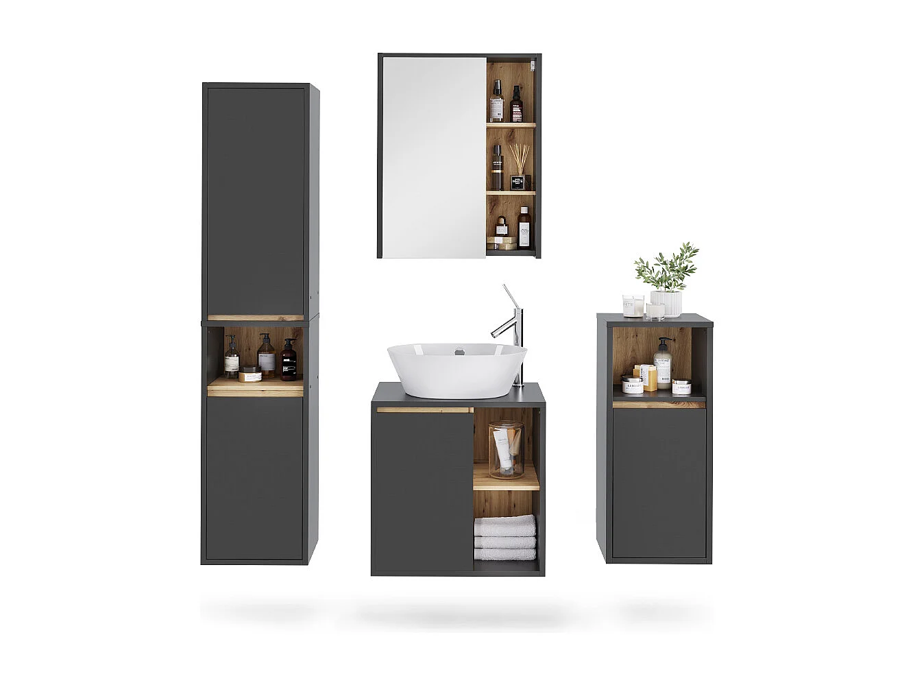 Set di mobili da bagno grigio/artisan 60x45.5x60 viola