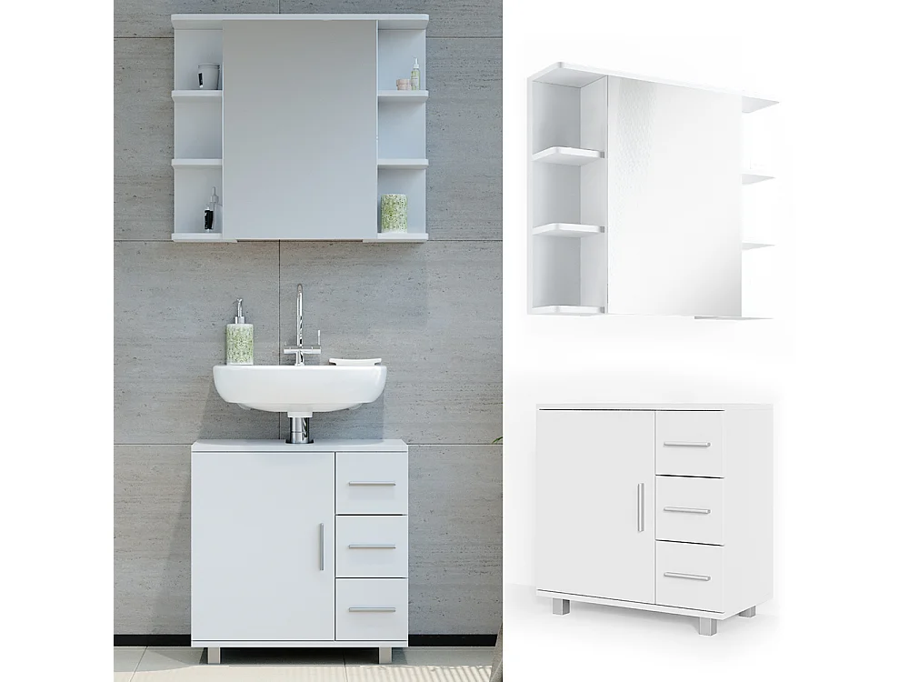 Badkamermeubel set wit 60x33x60.8 ilias