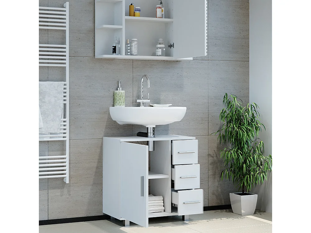 Badkamermeubel set wit 60x33x60.8 ilias