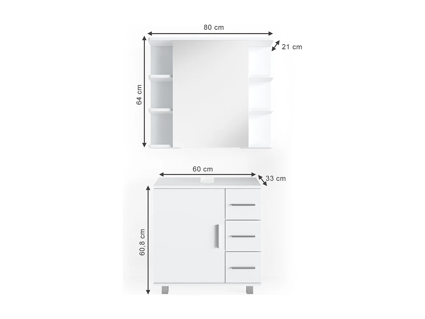 Meubles bain blanc 60x33x60.8 ilias
