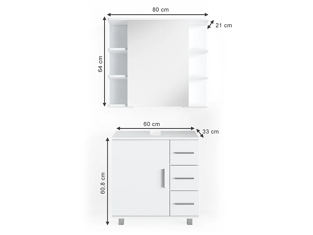 Badmöbel-Set weiß 60x33x60.8 ilias