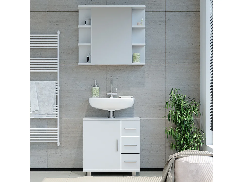 Badmöbel-Set weiß 60x33x60.8 ilias