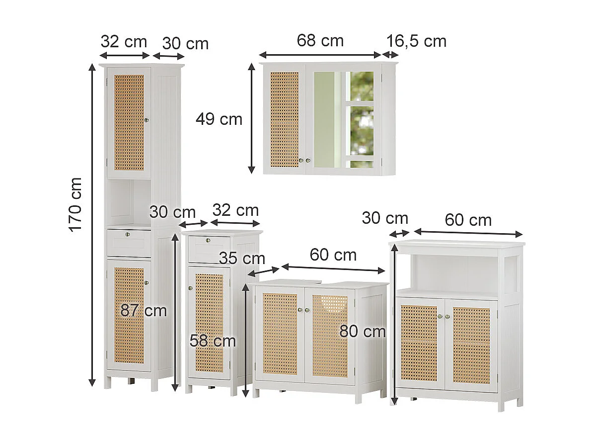 Meubles bain blanc 60x35x58 rosario