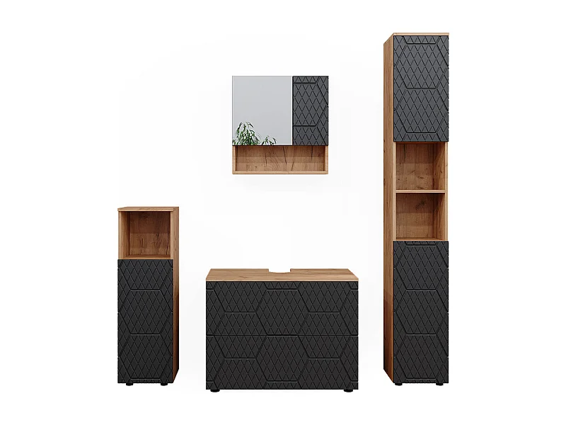 Conjunto de muebles de baño antracita con estructura de panal 80x41x58 irma
