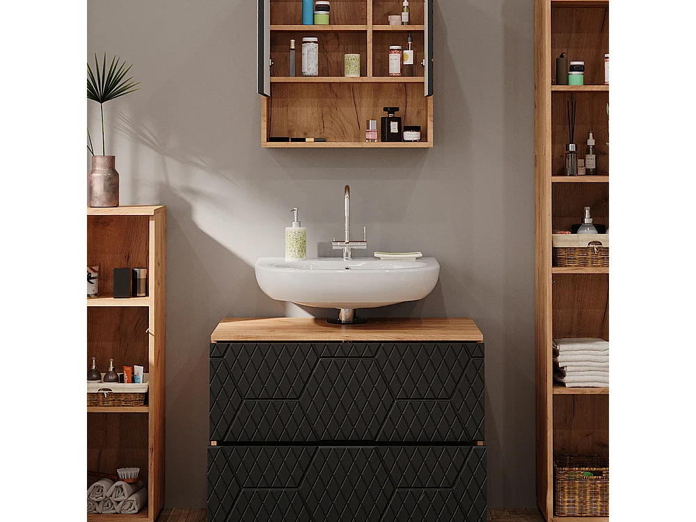 Conjunto de muebles de baño antracita con estructura de panal 80x41x58 irma