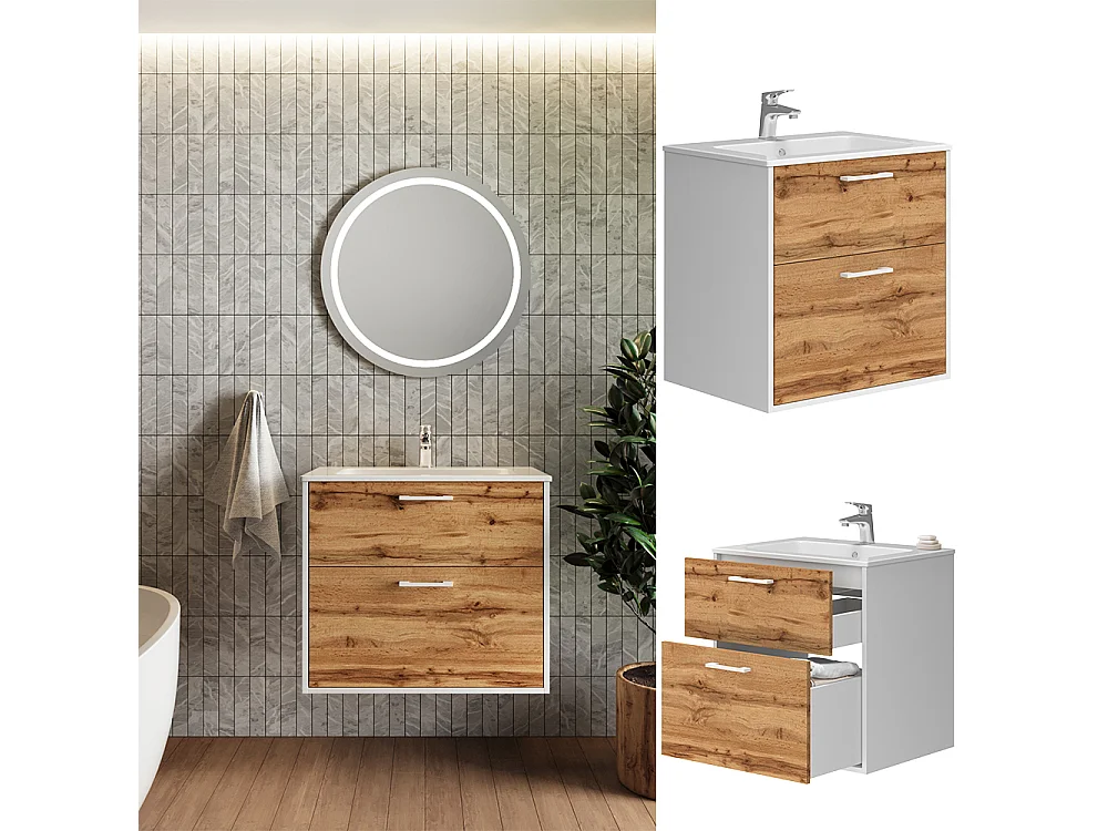 Set di mobili da bagno rovere bianco/dorato 61x46.5x61.5 lanco