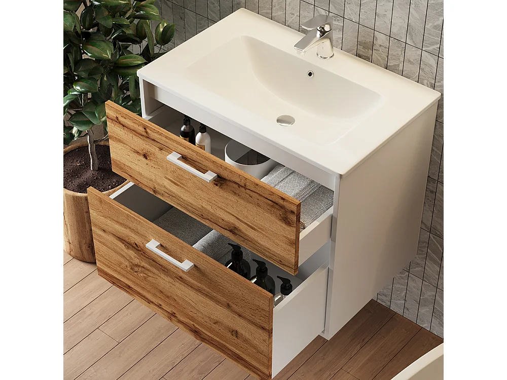 Set di mobili da bagno rovere bianco/dorato 61x46.5x61.5 lanco