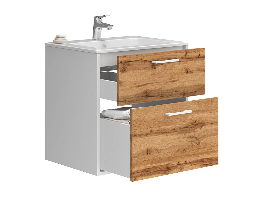 Set di mobili da bagno rovere bianco/dorato 61x46.5x61.5 lanco