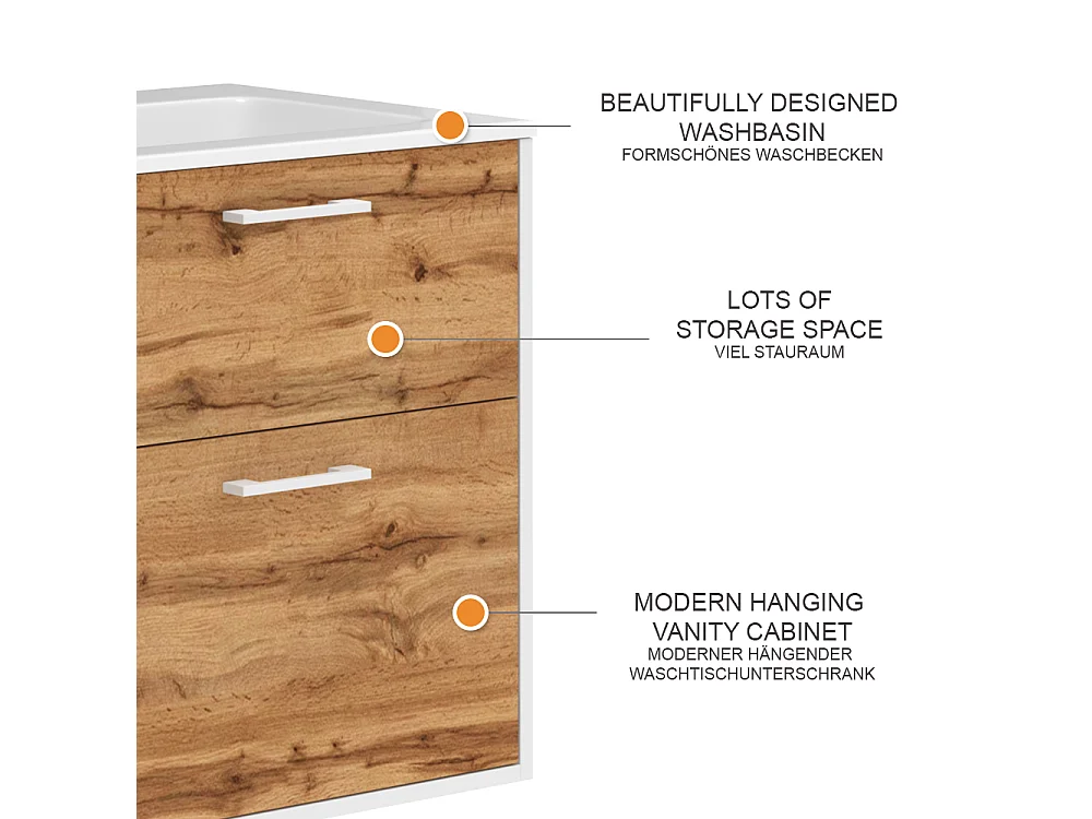 Set di mobili da bagno rovere bianco/dorato 61x46.5x61.5 lanco