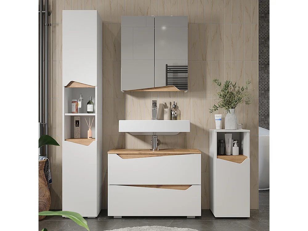 Meubles bain blanc 80x35x57.5 marelle