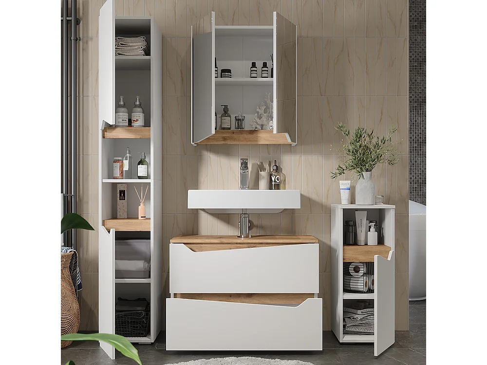 Meubles bain blanc 80x35x57.5 marelle