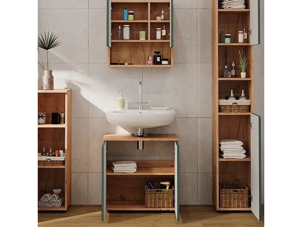 Conjunto de muebles de baño roble verde/dorado 80x41x58.6 irma