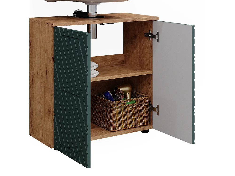 Conjunto de muebles de baño roble verde/dorado 80x41x58.6 irma