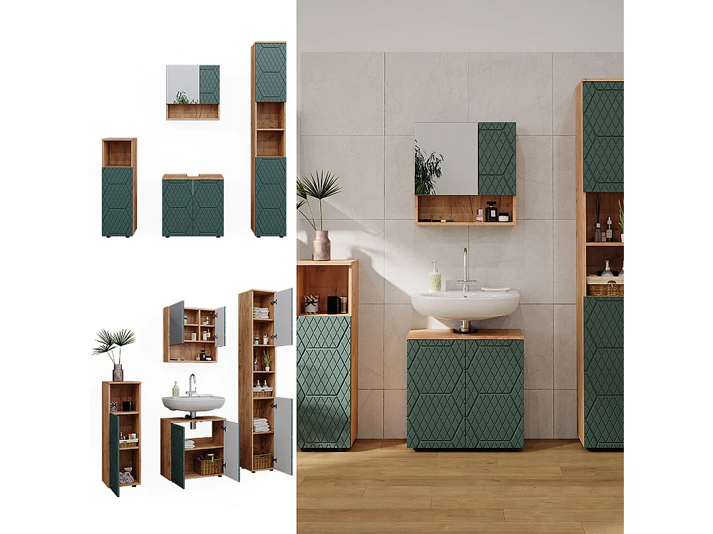 Meubles bain vert/force de lor chêne 80x41x58.6 irma