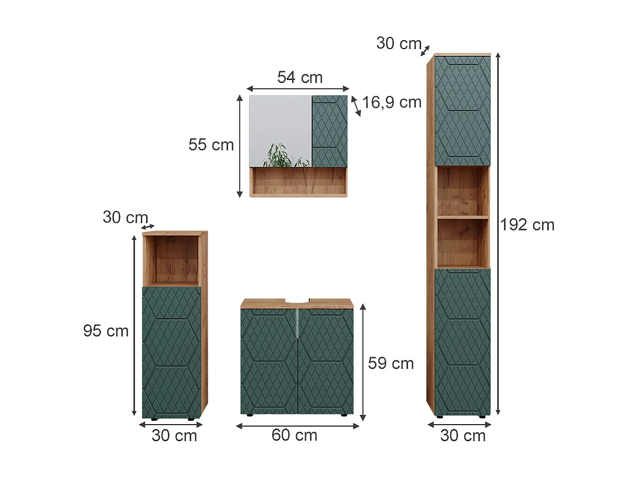 Meubles bain vert/force de lor chêne 80x41x58.6 irma