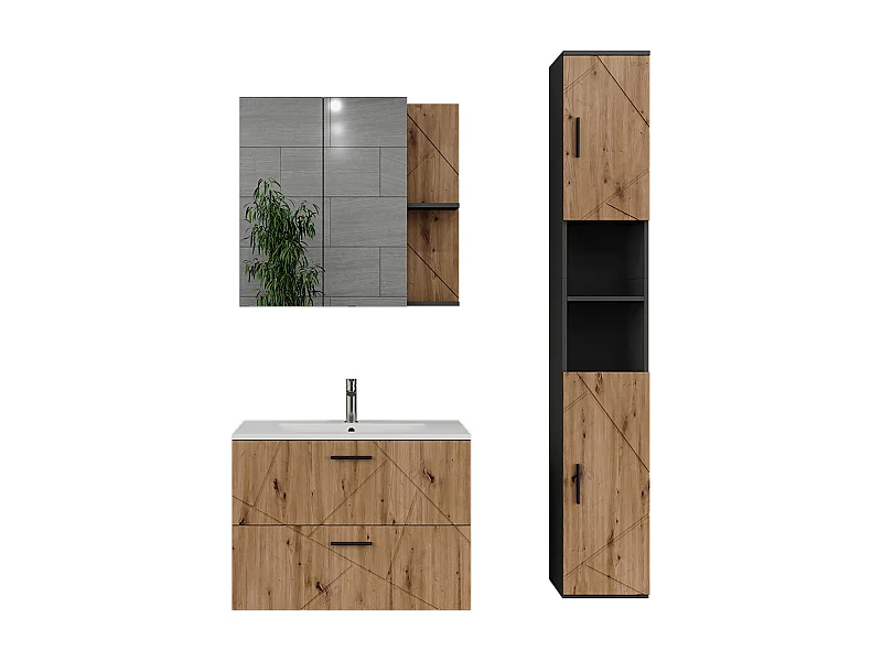 Set di mobili da bagno antracite/artisan 80x44.6x57 irma