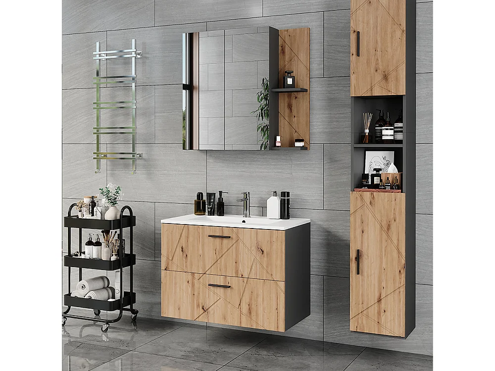 Set di mobili da bagno antracite/artisan 80x44.6x57 irma
