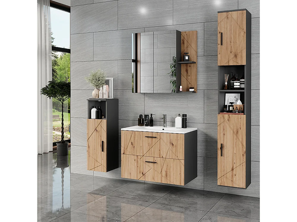Ensemble de meubles de salle de bains anthracite/artisan 80x44.6x57 irma
