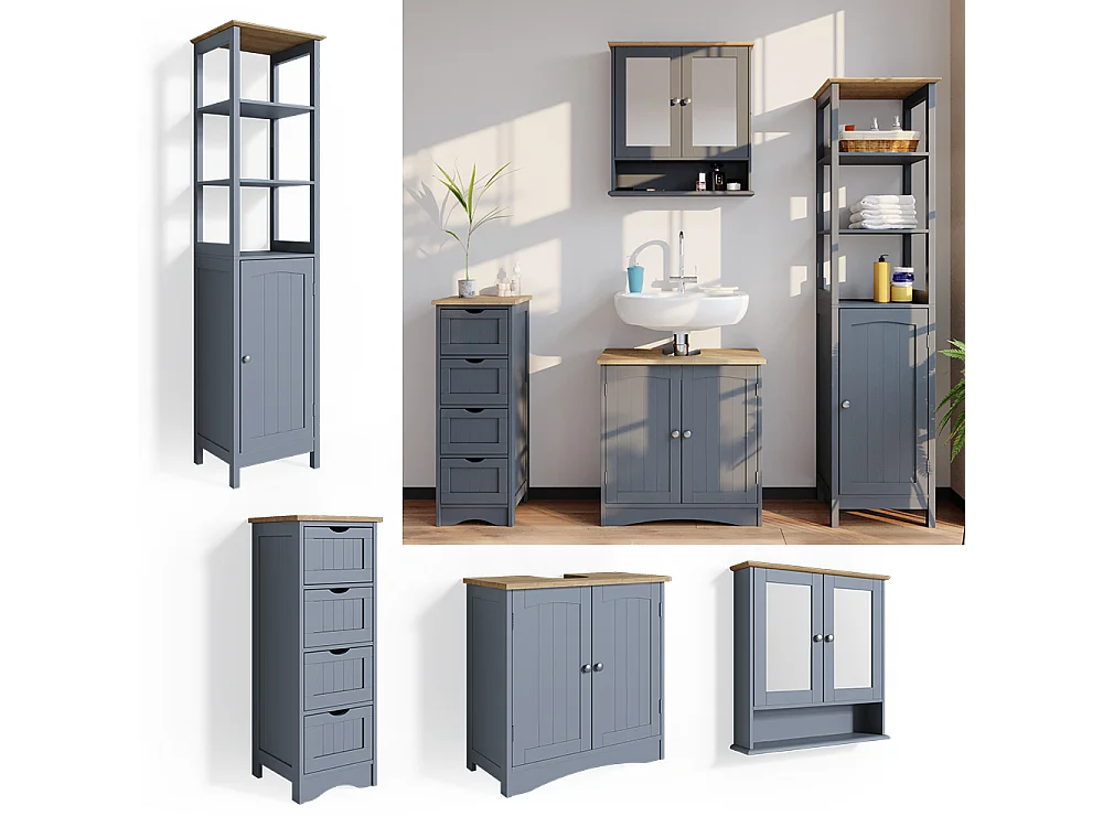 Set mobili bagno grigio 60x30x60 bianco