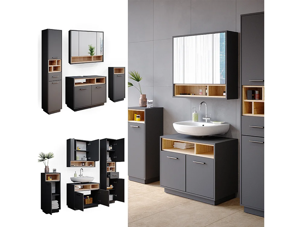 Meubles bain anthracite 80x40x64 beatrice