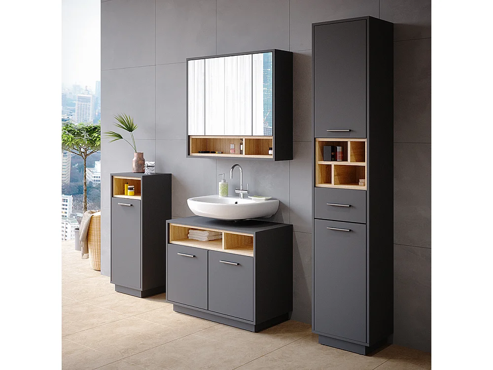 Meubles bain anthracite 80x40x64 beatrice