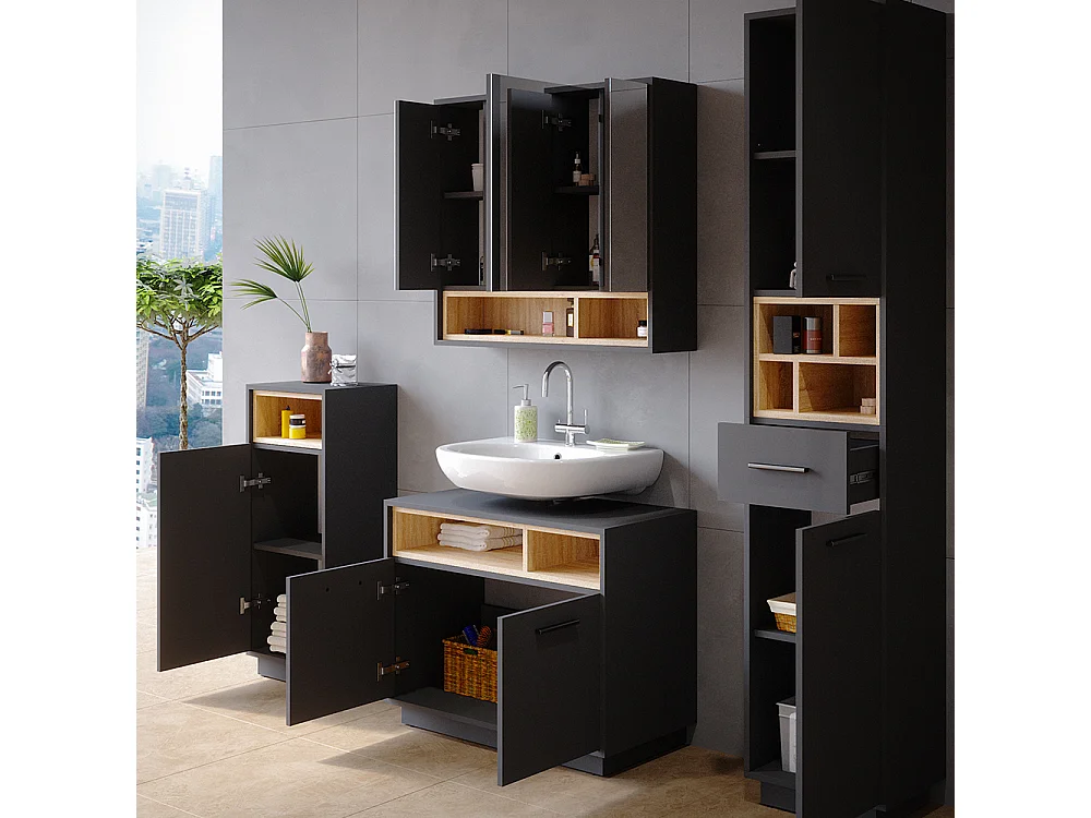 Meubles bain anthracite 80x40x64 beatrice