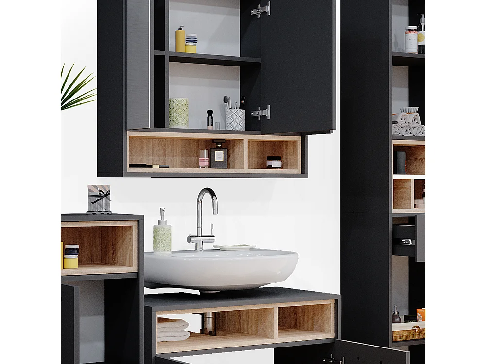 Meubles bain anthracite 80x40x64 beatrice