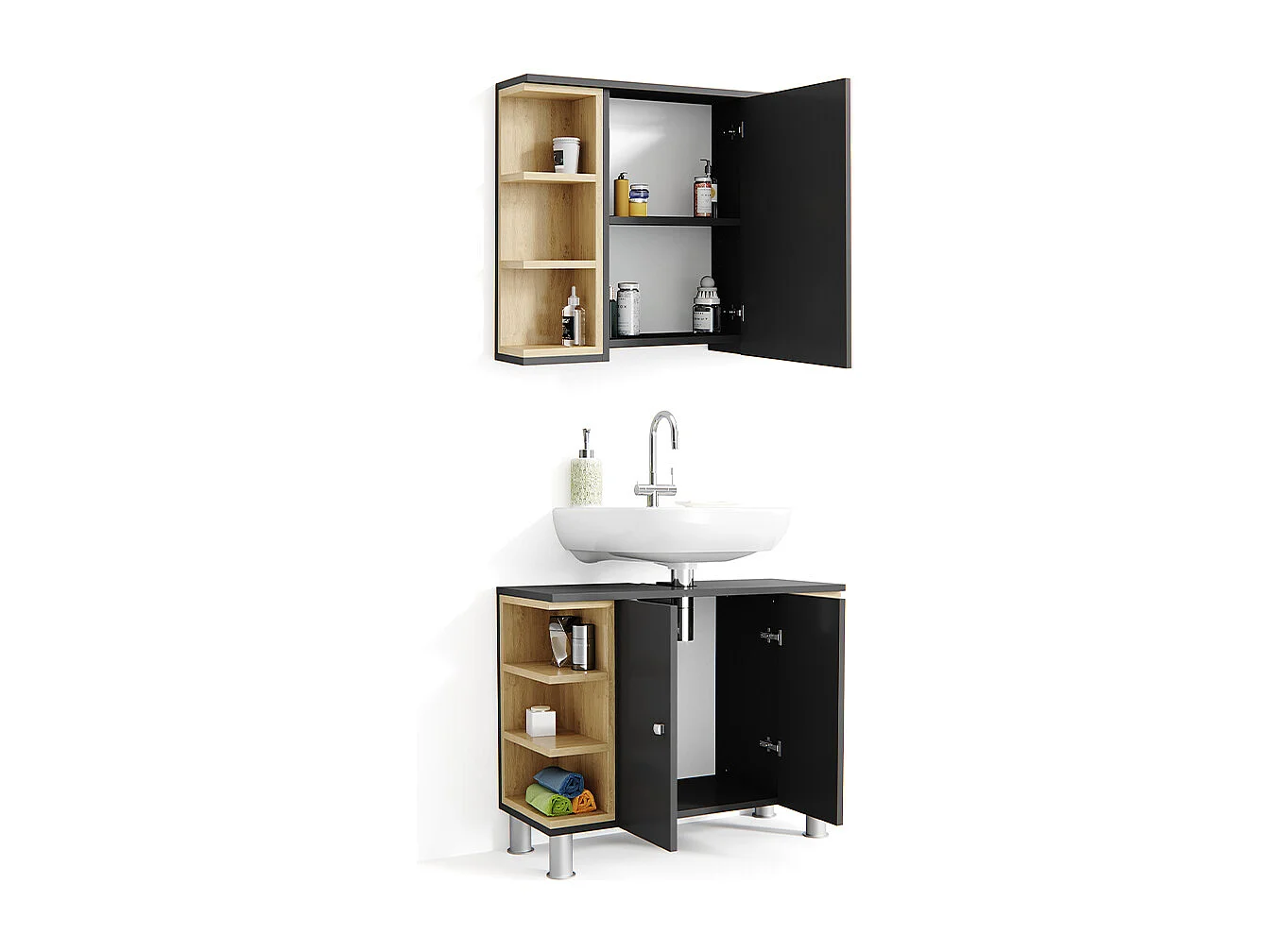 Badmöbel-Set anthrazit 79.6x32x64 aquis