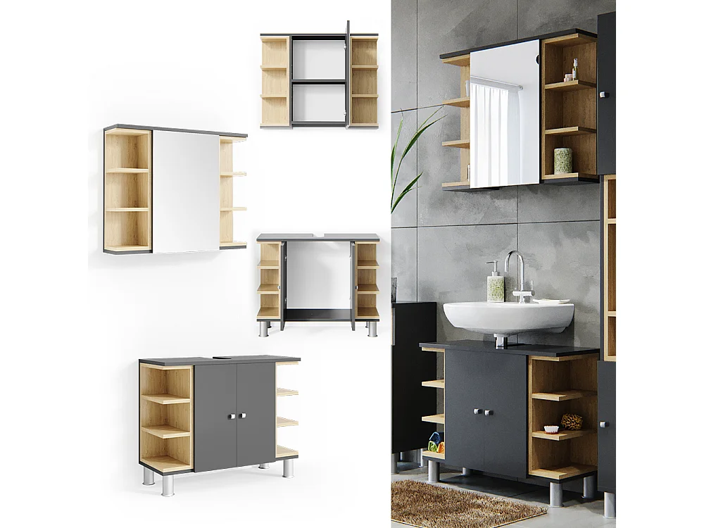 Meubles bain anthracite 79.6x32x64 aquis