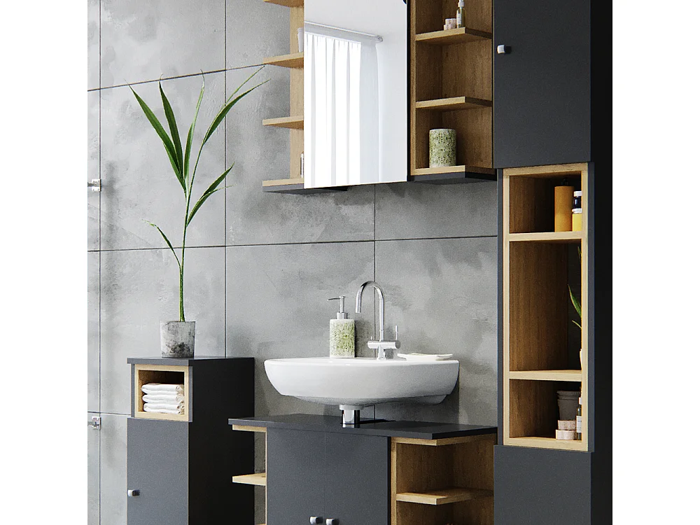 Meubles bain anthracite 79.6x32x64 aquis