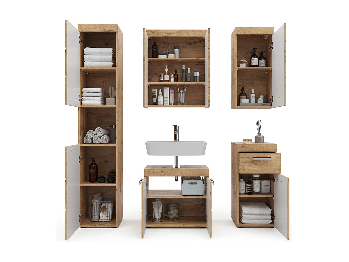 Conjunto de muebles de baño roble wotan 60x34x56 luna