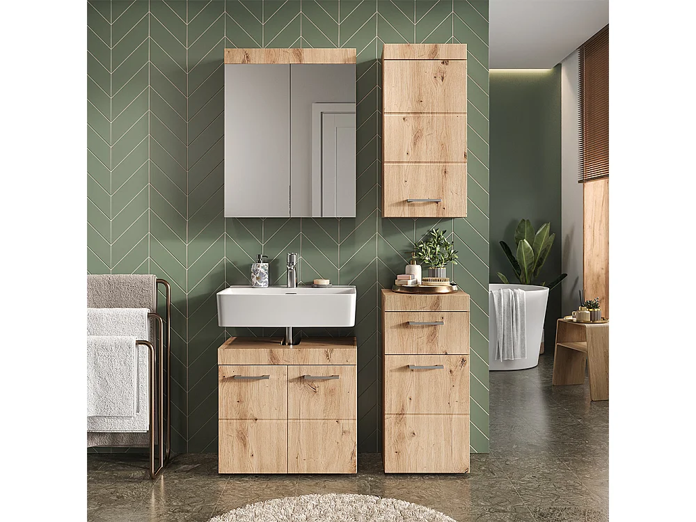 Badkamermeubel set eiken wotan 60x34x56 luna