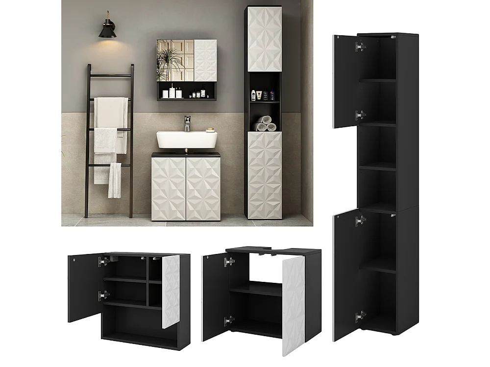 Set di mobili da bagno nero 60x30x57 edge