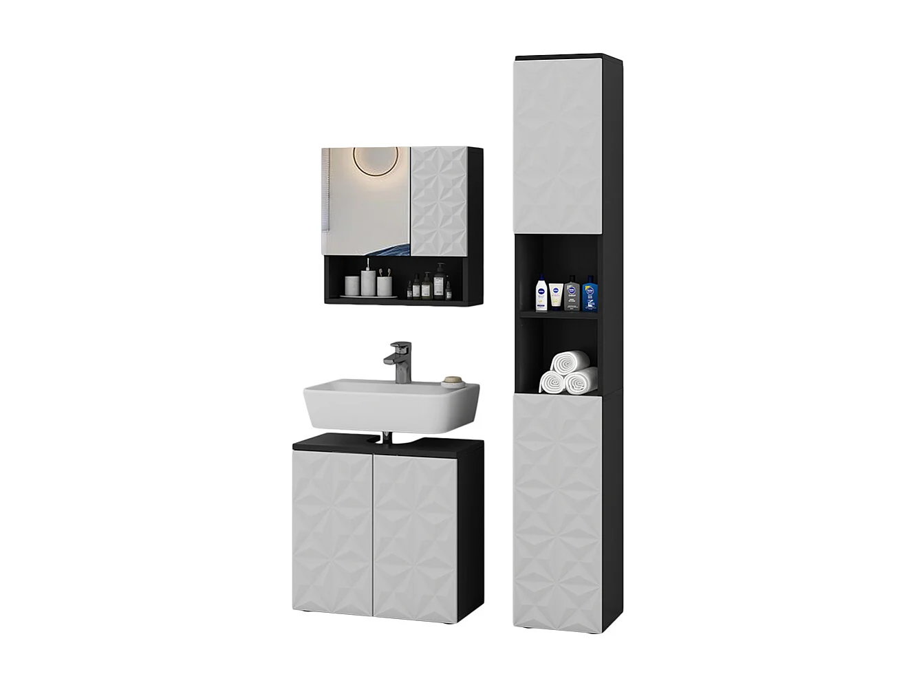 Set di mobili da bagno nero 60x30x57 edge