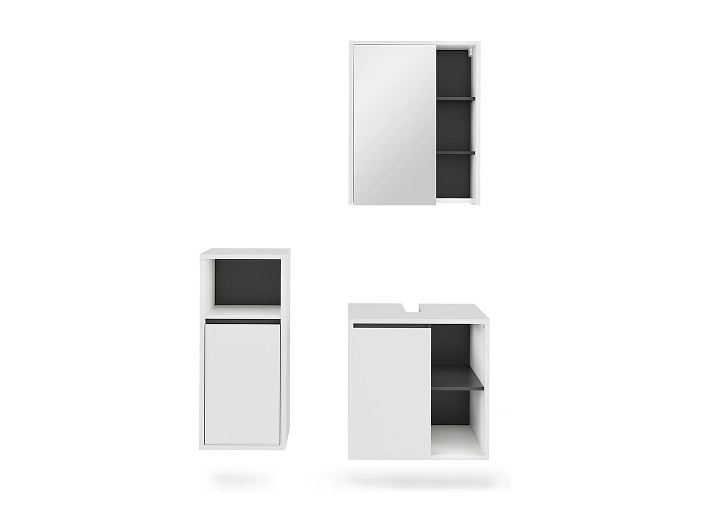 Set di mobili da bagno bianco/grigio 60x45.5x60 viola